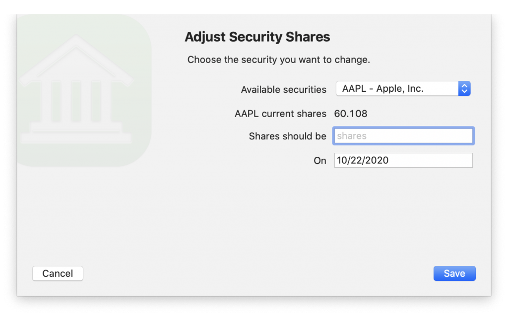 manual addtion of shares in quicken 17 for mac doesnt update total shares